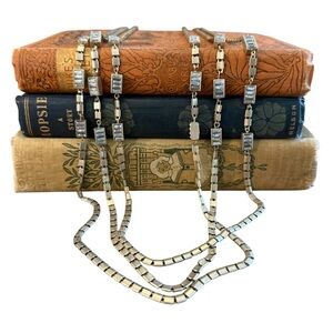 Coldwater Creek Silver and Gold Rectangular Link Necklace